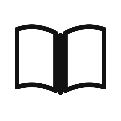 Outline of an open book icon.