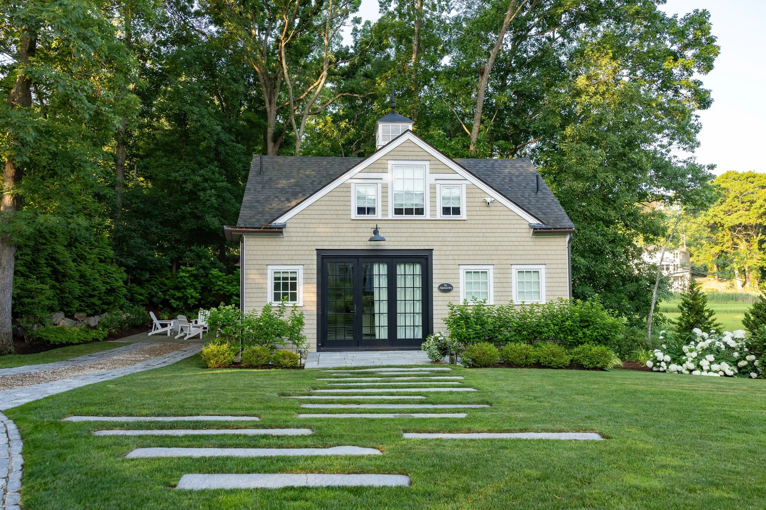 How its going &mdash;> How it Started. This guest house entrance was one of the first items on our list when we started this project in Cohasset back in 2019. Fast forward to 2026 and you can see the vision fully realized in its final form. 

Desi