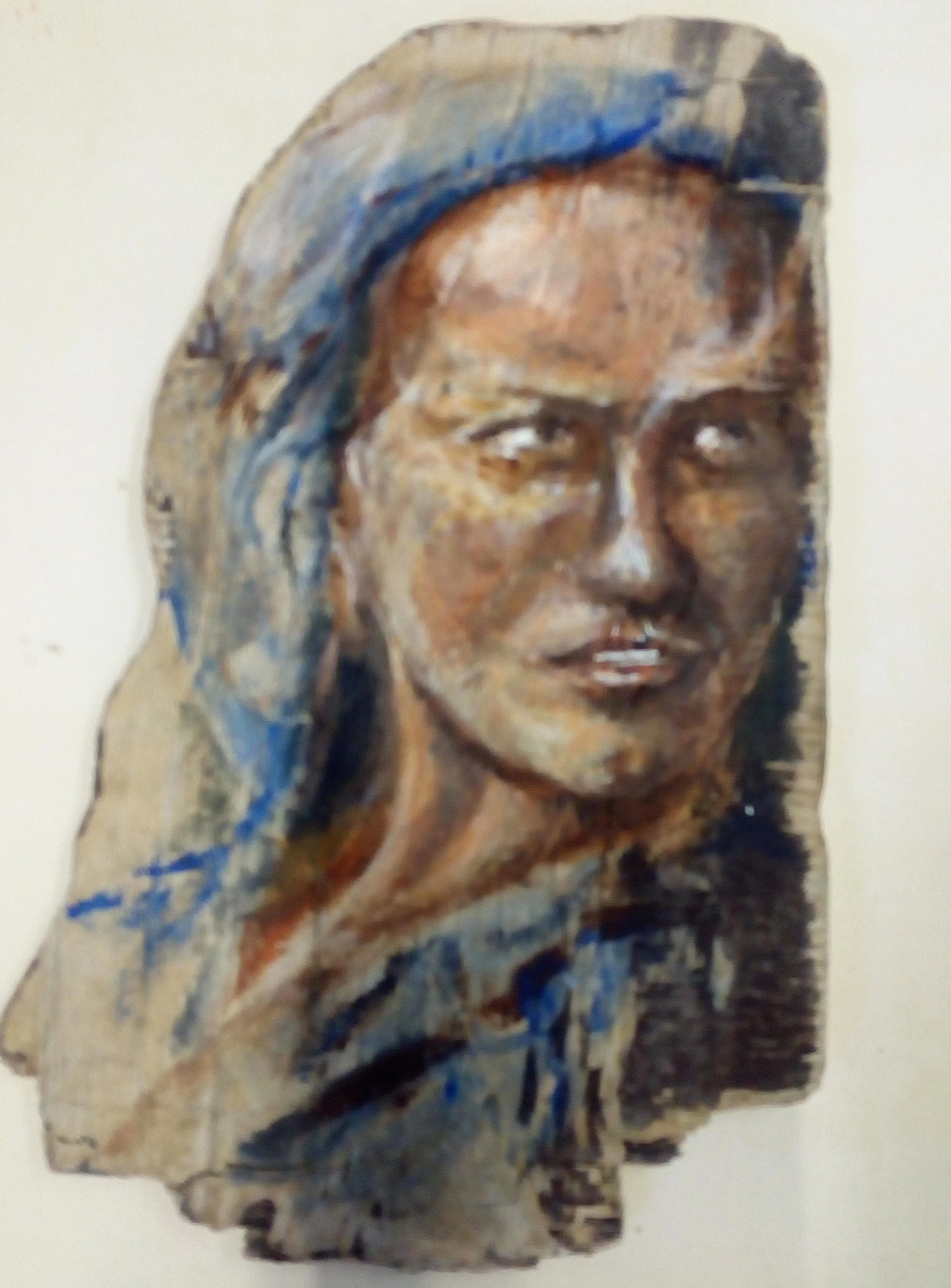 PORTRAIT Piece of plywood. Oil
