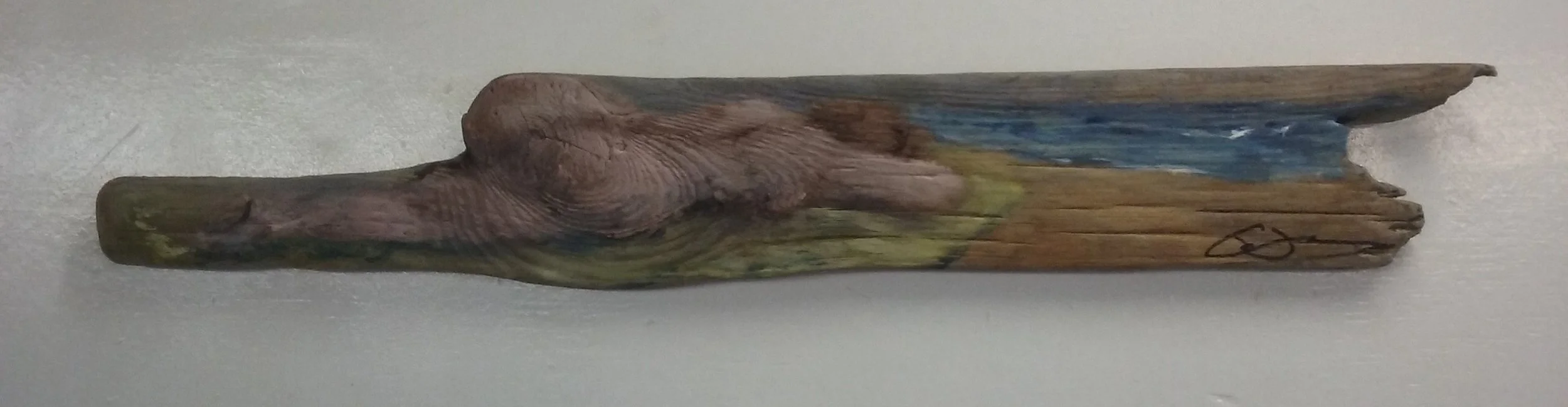 BEACH. The curve in the grain dictated the picture. Oil