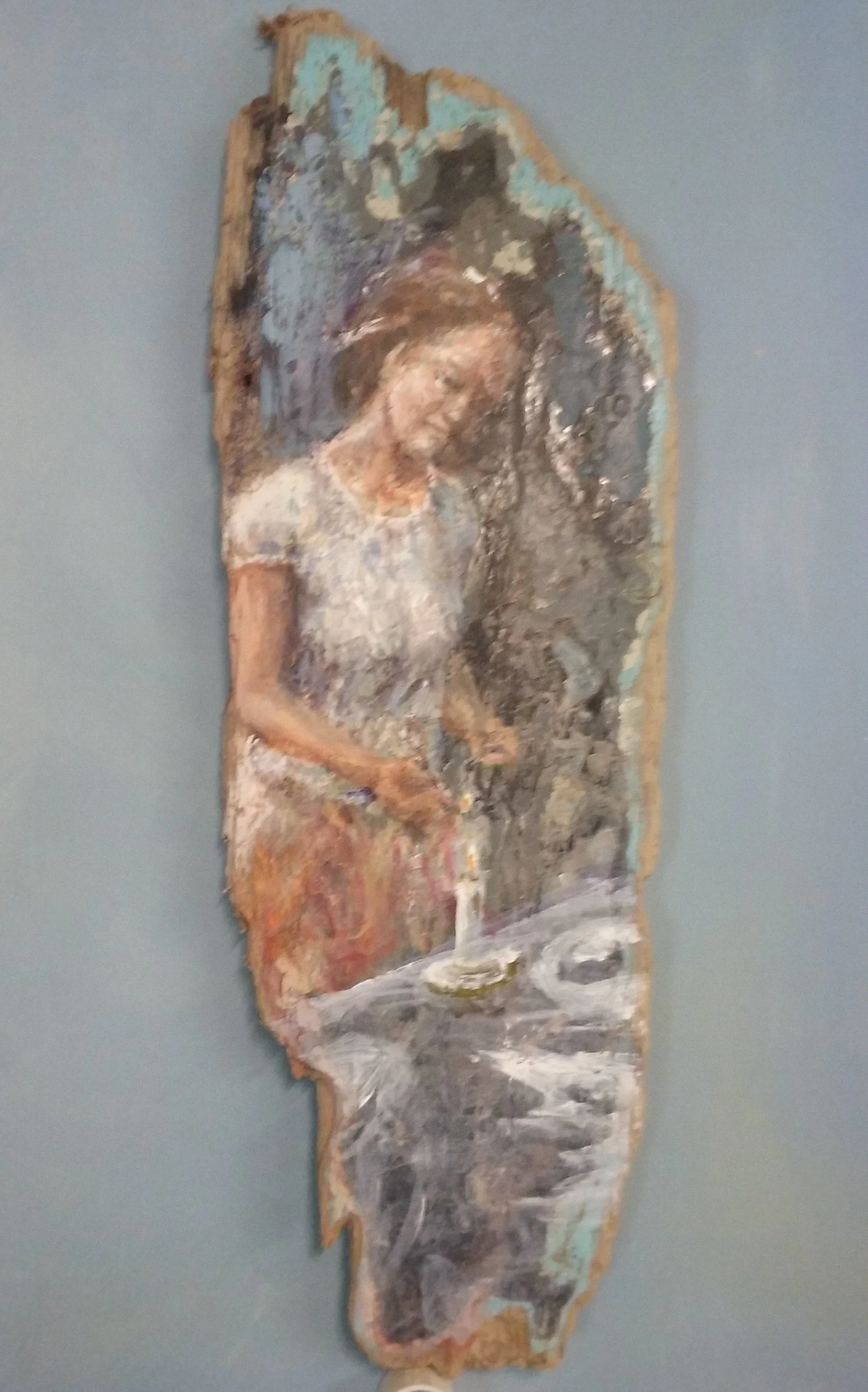 CANDLELIGHT. Oil on driftwood
