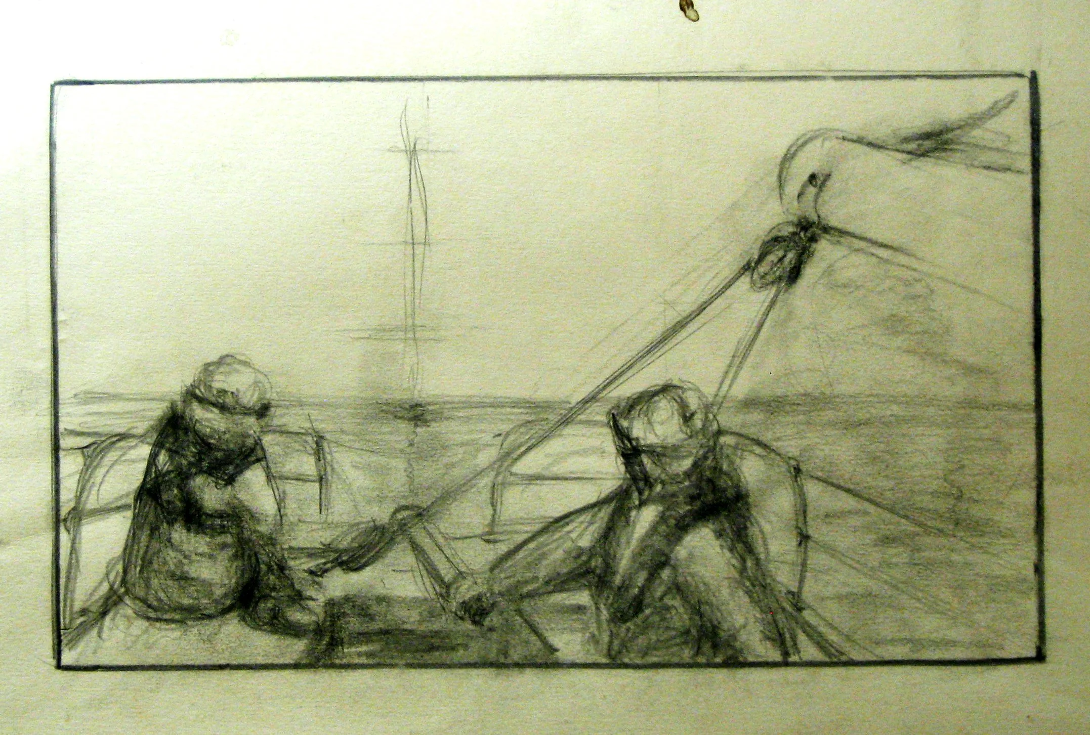 A pencil sketch  for "ghost-ship". Graphite.