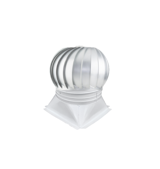 A metallic exhaust dynamic vent with a rounded, ribbed design.