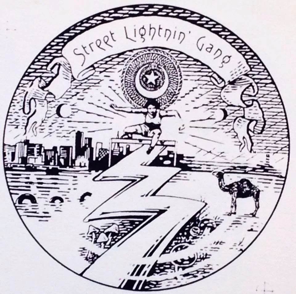 Molly Rodrigues (now Molly Bode) and David Wills formed an art gang, Street Lightnin’ Gang. The use of our Teleport stencils, guarantee free world transport, “Gets you where you want to go - in your own time”.