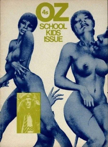 In 1971, I designed the cover and other parts of School Kids Oz. One of the editors of Oz, Jim Anderson, placed the photo of the school kid over the genitals. The editors were busted in a huge freedom of speech trial at the Old Bailey.
