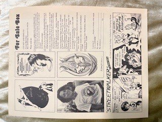 Mail order form which advertises the posters and other merch for sale in Coyote Howls. 1976.