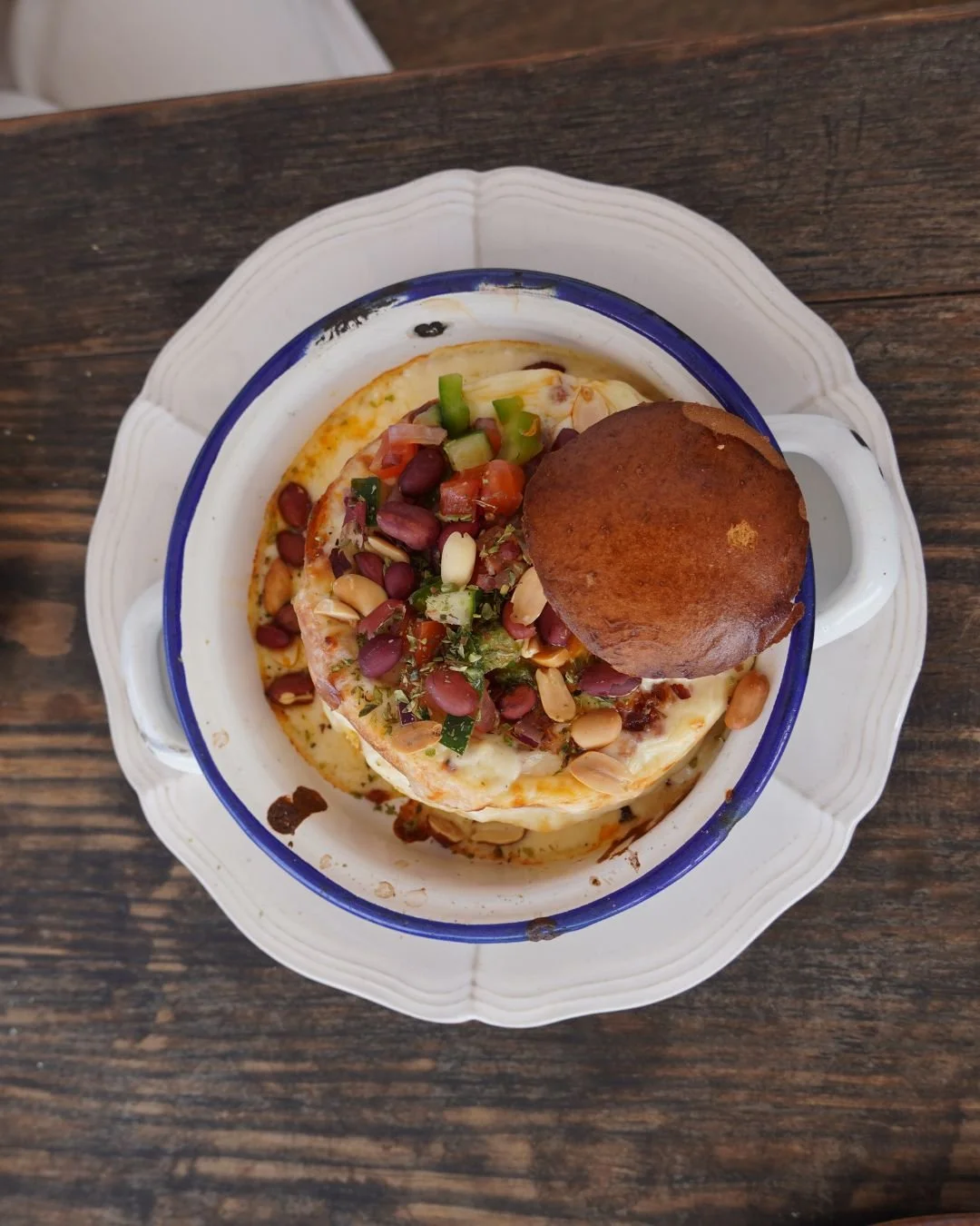Baked eggs and cornbread, a shared lunch at the ceramics retreat