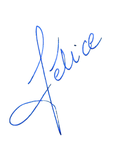 Handwritten signature of Félice, founder of Brava Cerâmica