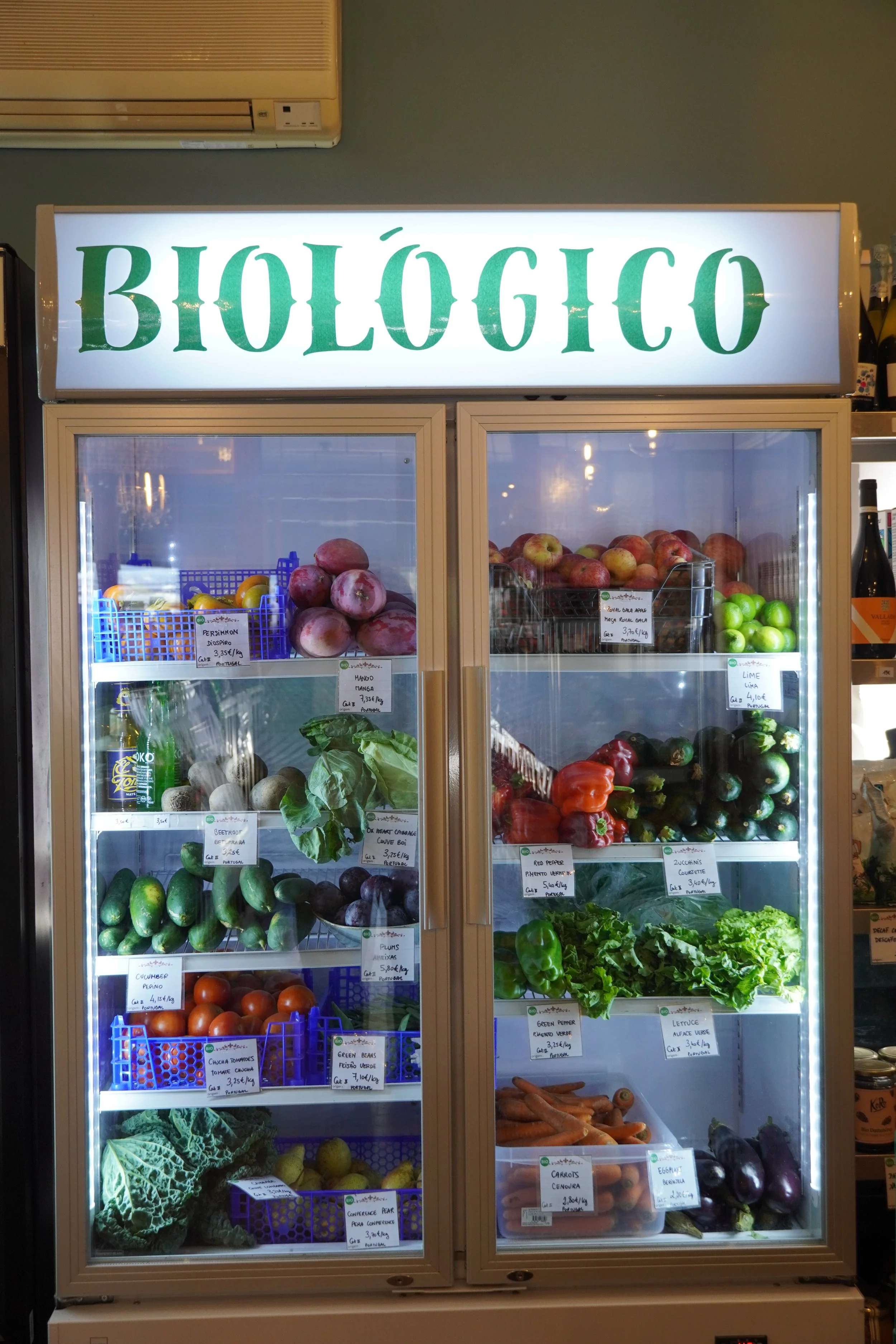 Organic fruit and vegetables at a local shop near the retreat