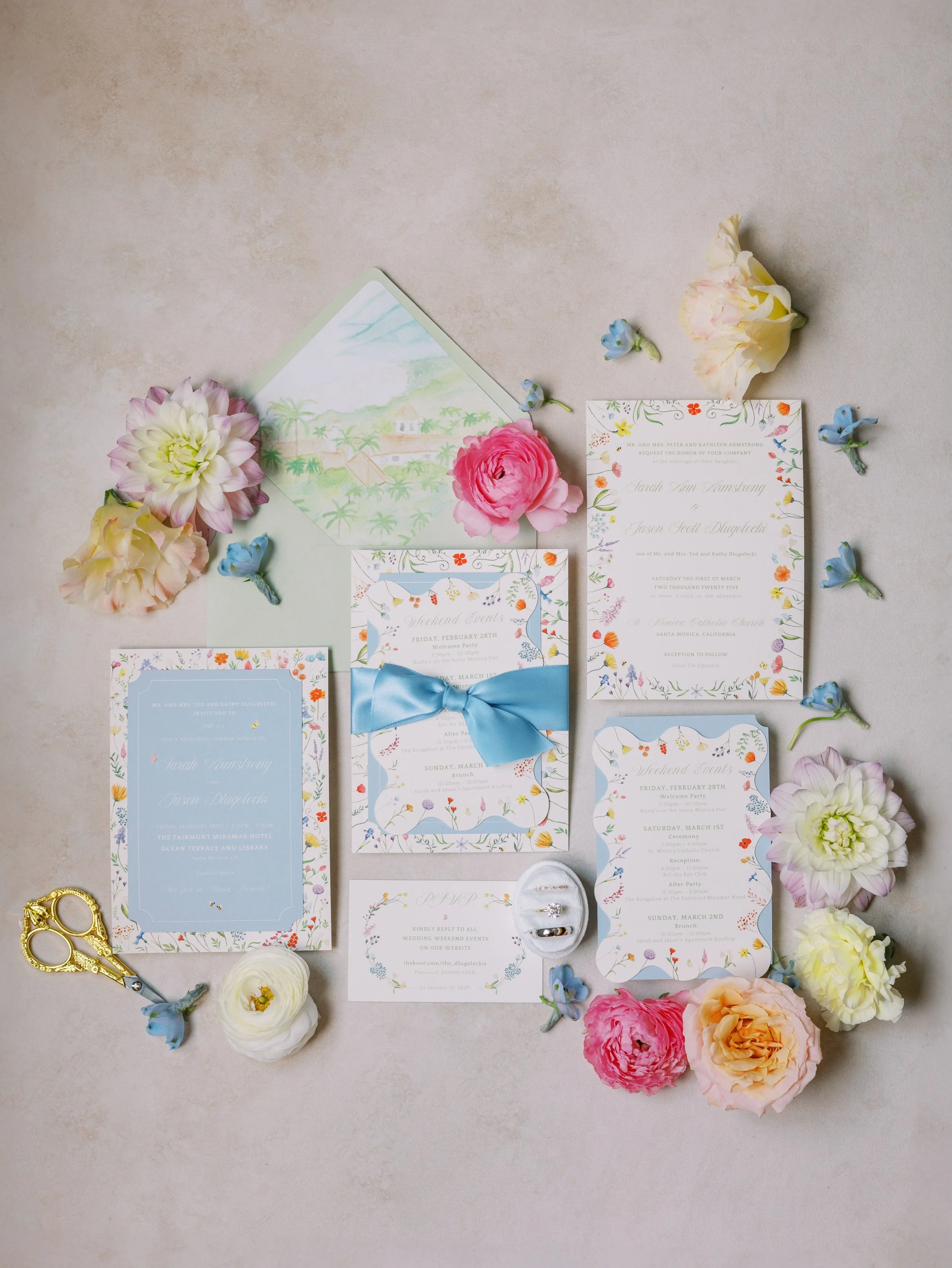 Colorful florals for a Santa Monica wedding 🌸 A bright, hand painted invitation suite inspired by the flowers and setting of the weekend.

Venue: @thegeorgian @jonathanclub @stmonica90403
Photographer: @_madisonellis
Planner: @platinumposhplanning
D