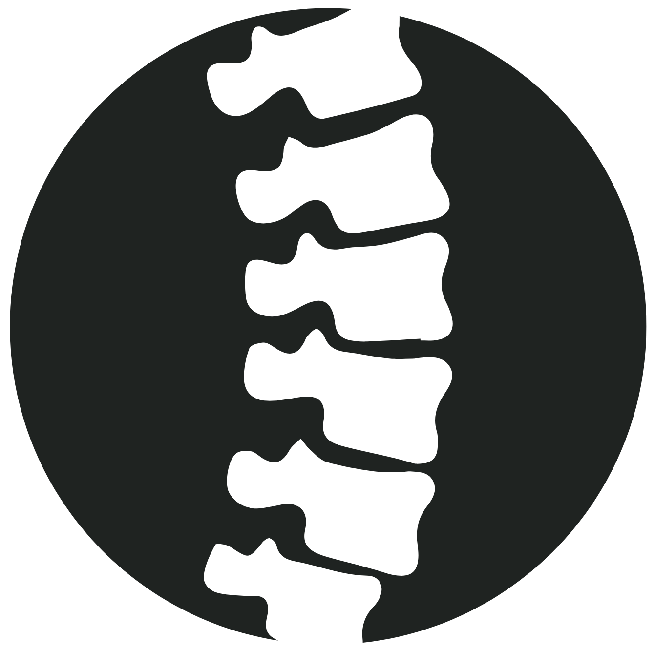 A stylized black and gray depiction of a human skull view from the front, with simplified features.