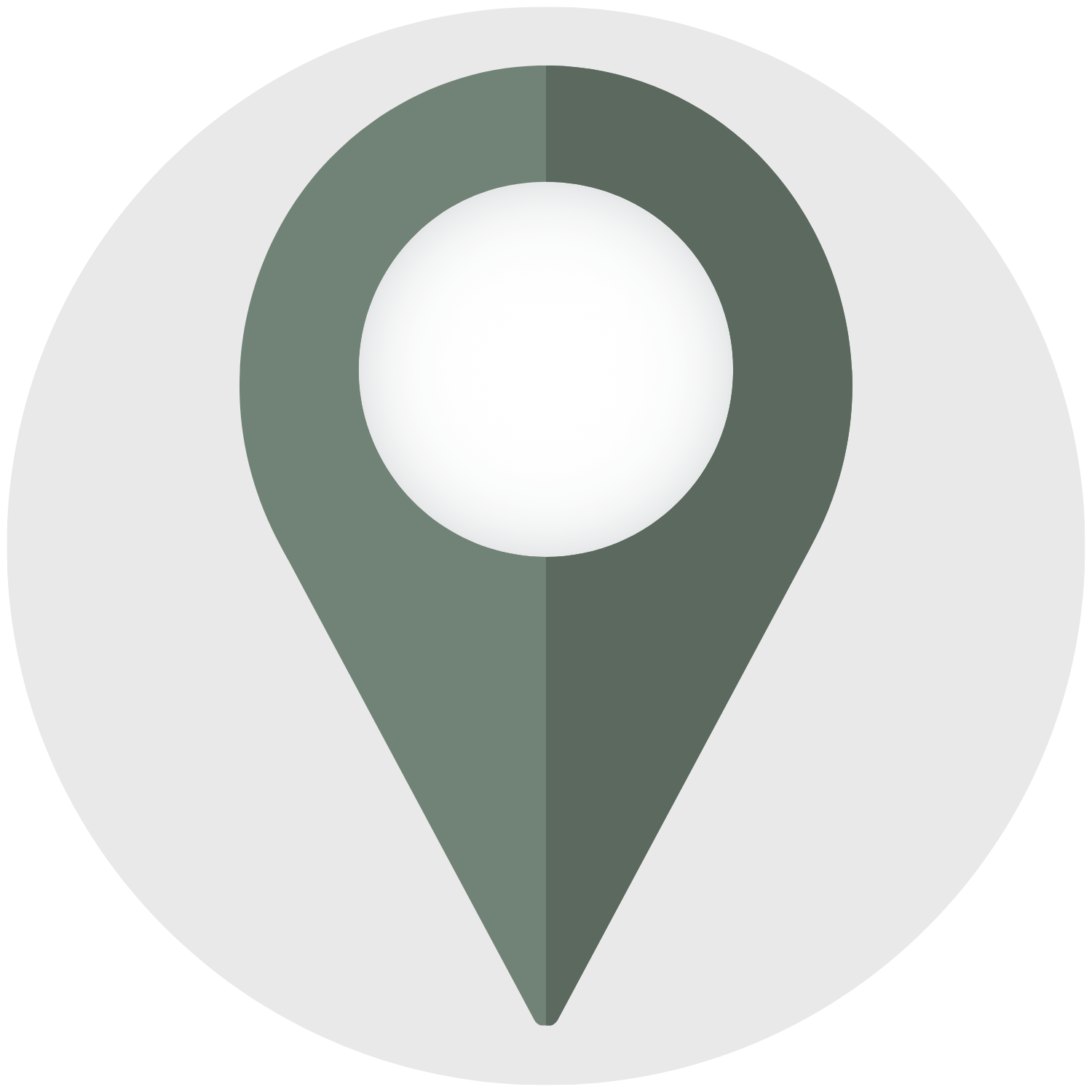 A map pin marker icon on a circular background with a gray outer ring and a white inner circle, symbolizing location or positioning.