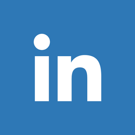 LinkedIn logo with blue background and white letters 'in'