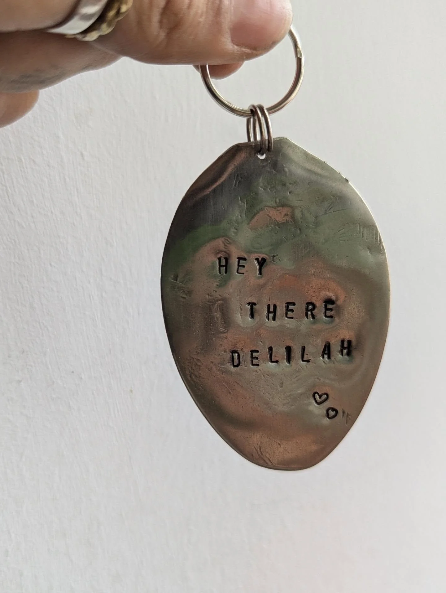 Custom recycled spoon keyring 🥄 

These aren't available on my website. You can only find these available with me at markets, you can find a few @blazeshopbristol or by popping me a message/email for a custom