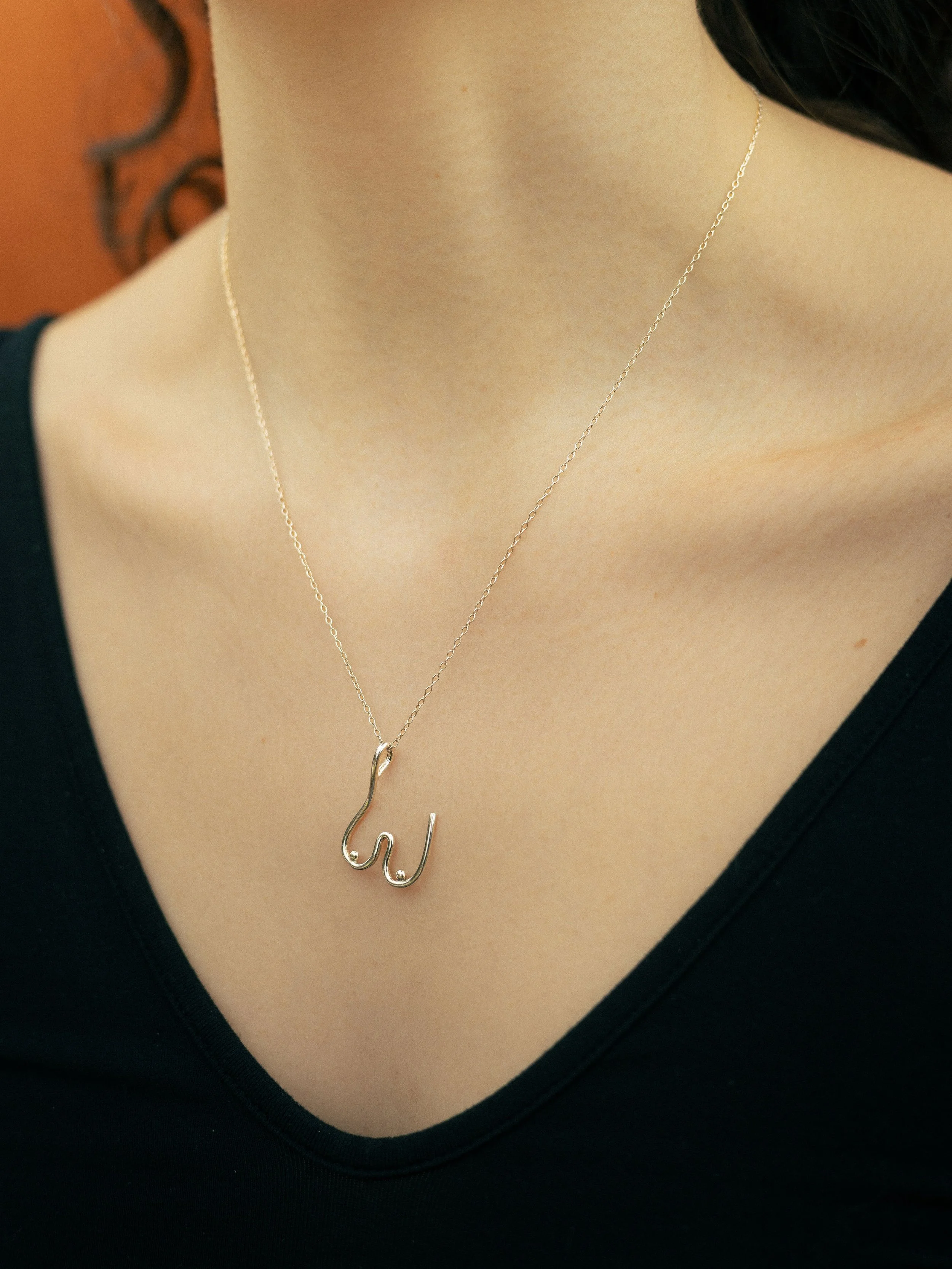 Sterling Silver Boob Necklace, Handmade Titties Pendant