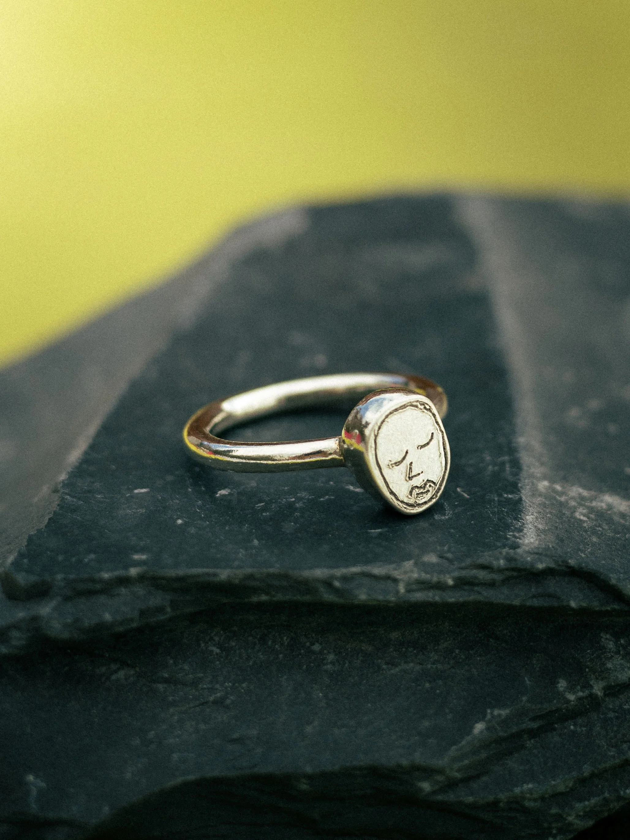 Handmade Recycled Sterling Silver Moonie Face Ring