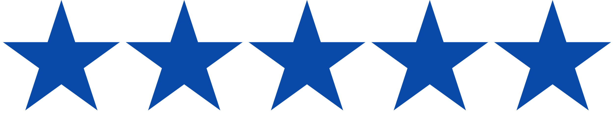 Five blue stars aligned horizontally.