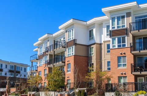 Apartments. Condominiums. Modern condos in Denver Colorado. Decks. Flat roofs.