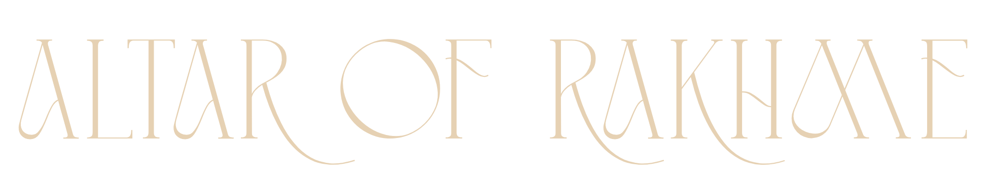 The text reads 'ALTAR OF RAKHME' in stylized font with a black background.