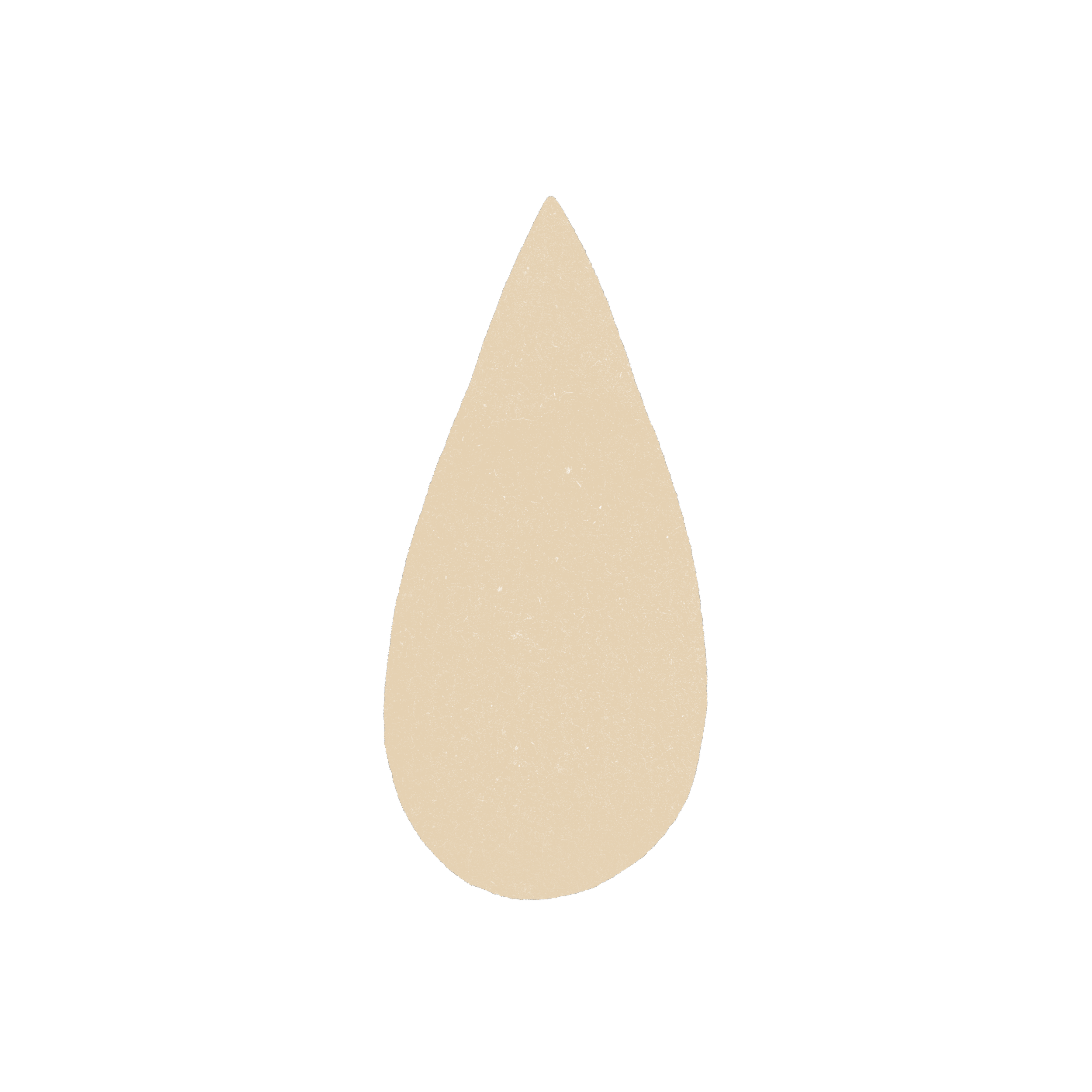 A simple illustration of a beige pyramid droplet on a transparent background.