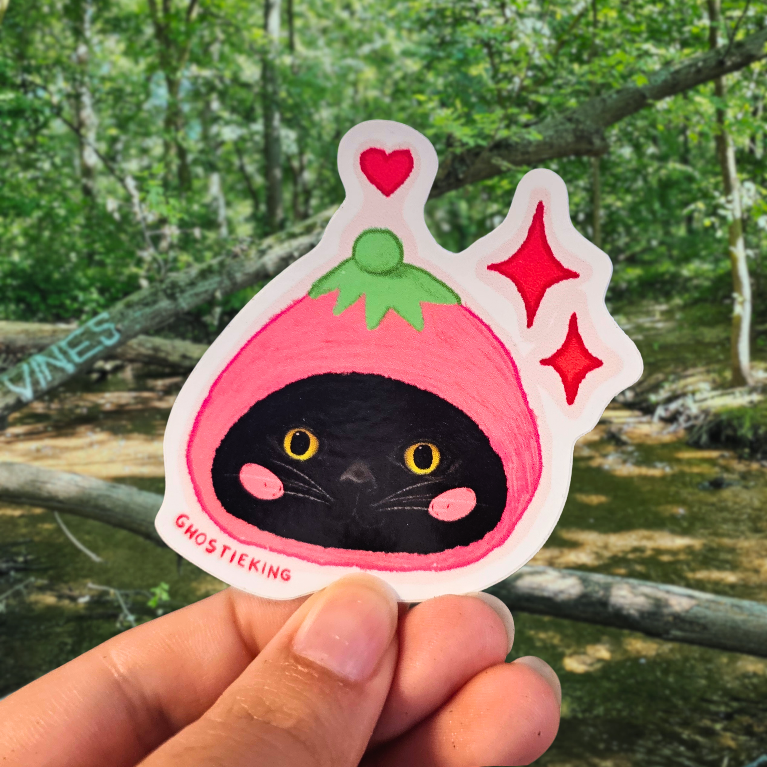 Strawberry Black Cat Sticker