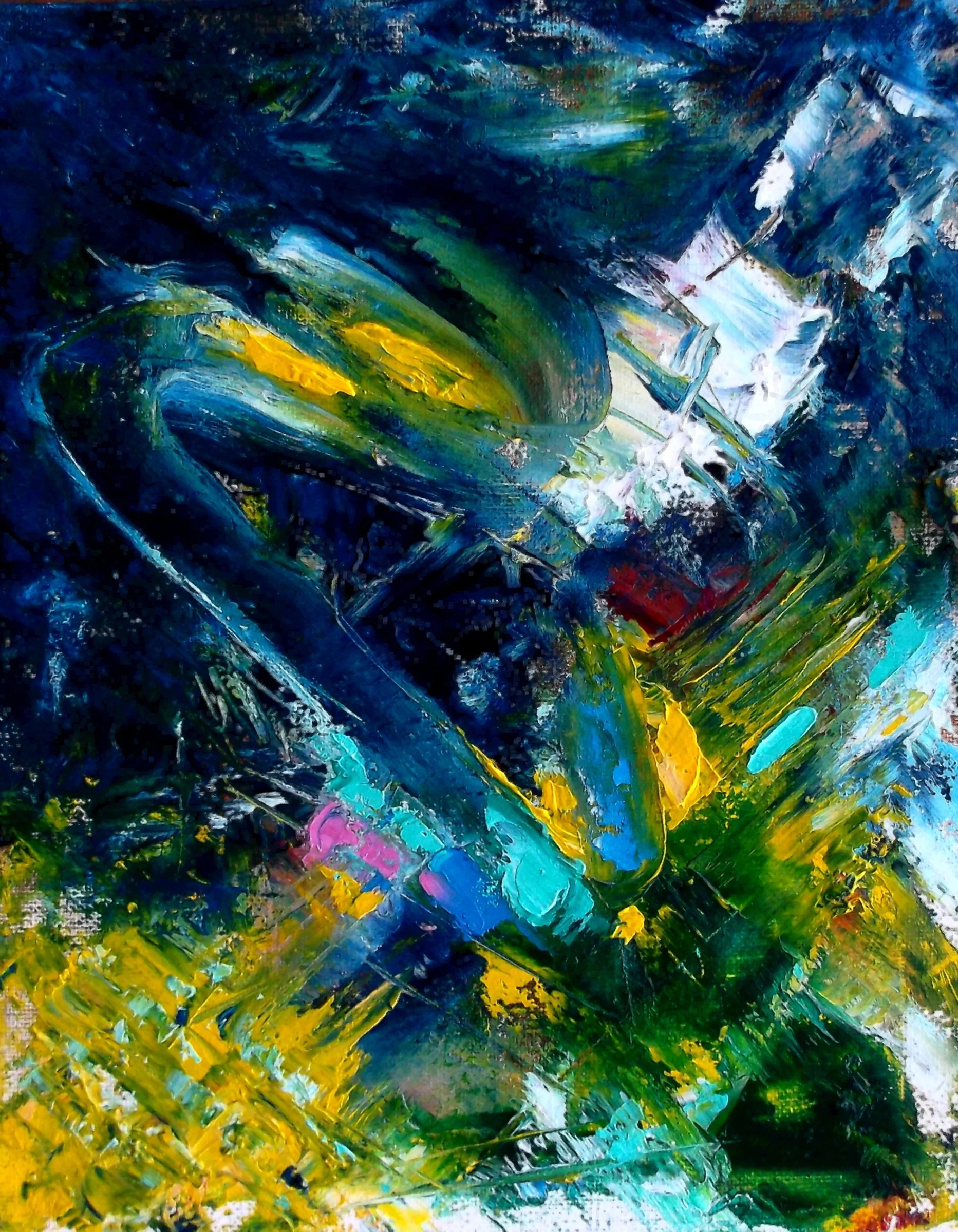 Vibrant Abstract Oil Painting on Canvas " Electric Tide "