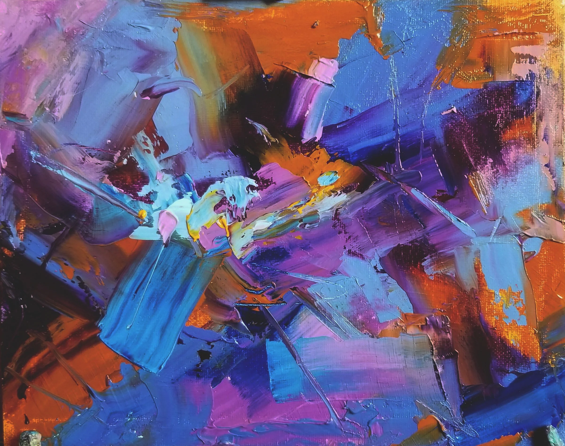 Vivid Energy: 8in x 10in Abstract Oil Painting on Canvas