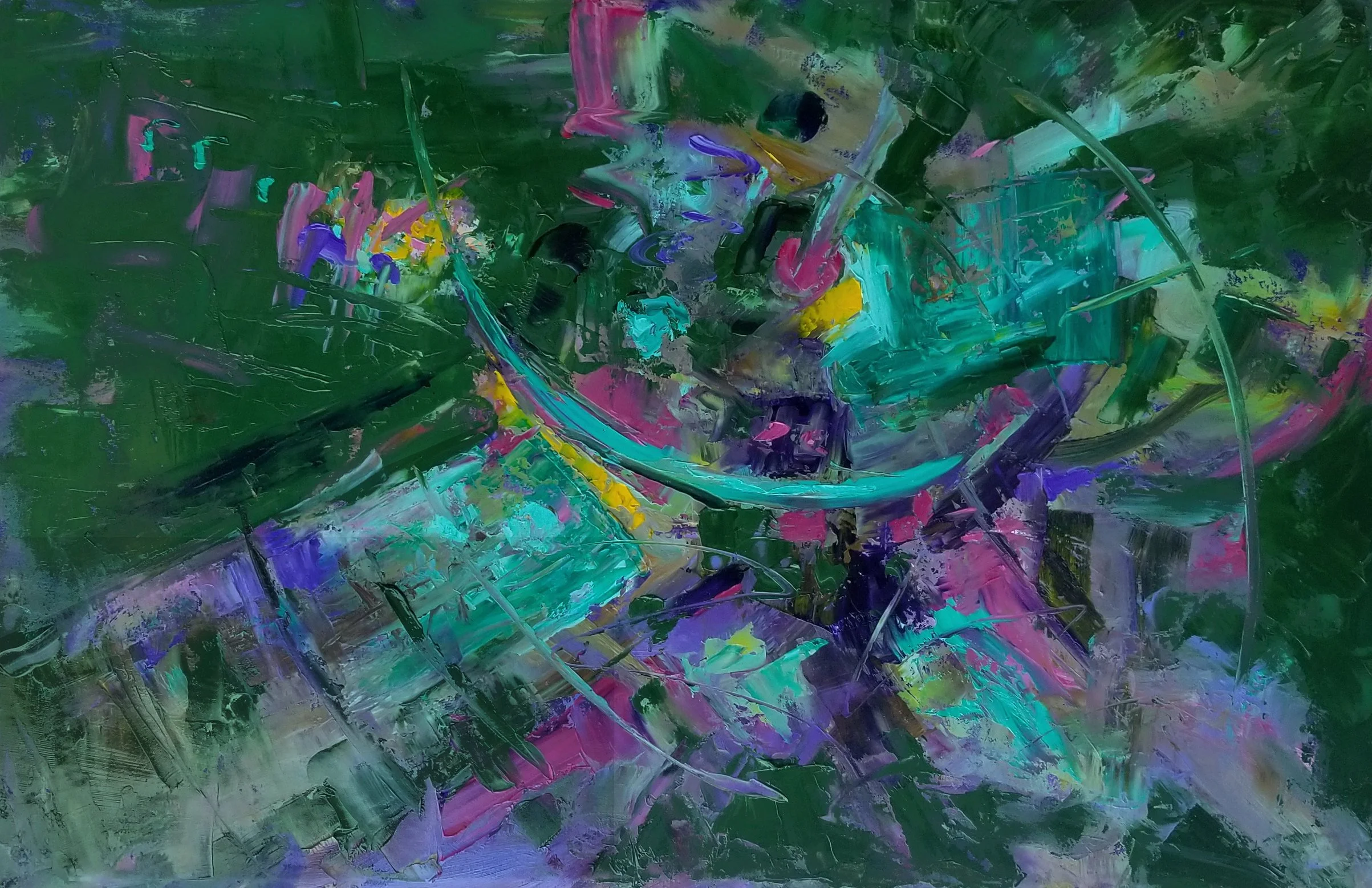 Vivid Harmony: Abstract Oil Painting on Canvas