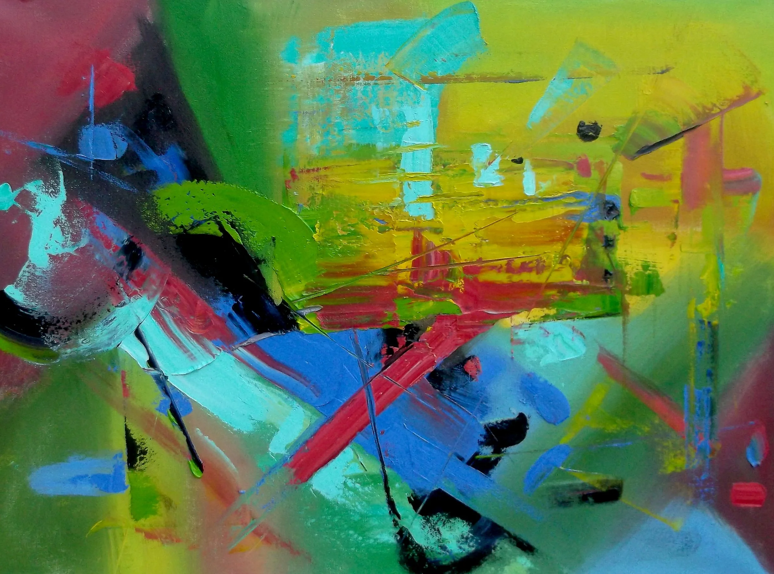 Color Symphony Abstract Oil Painting on Canvas 24 W x 30 H x 2.5 D inches