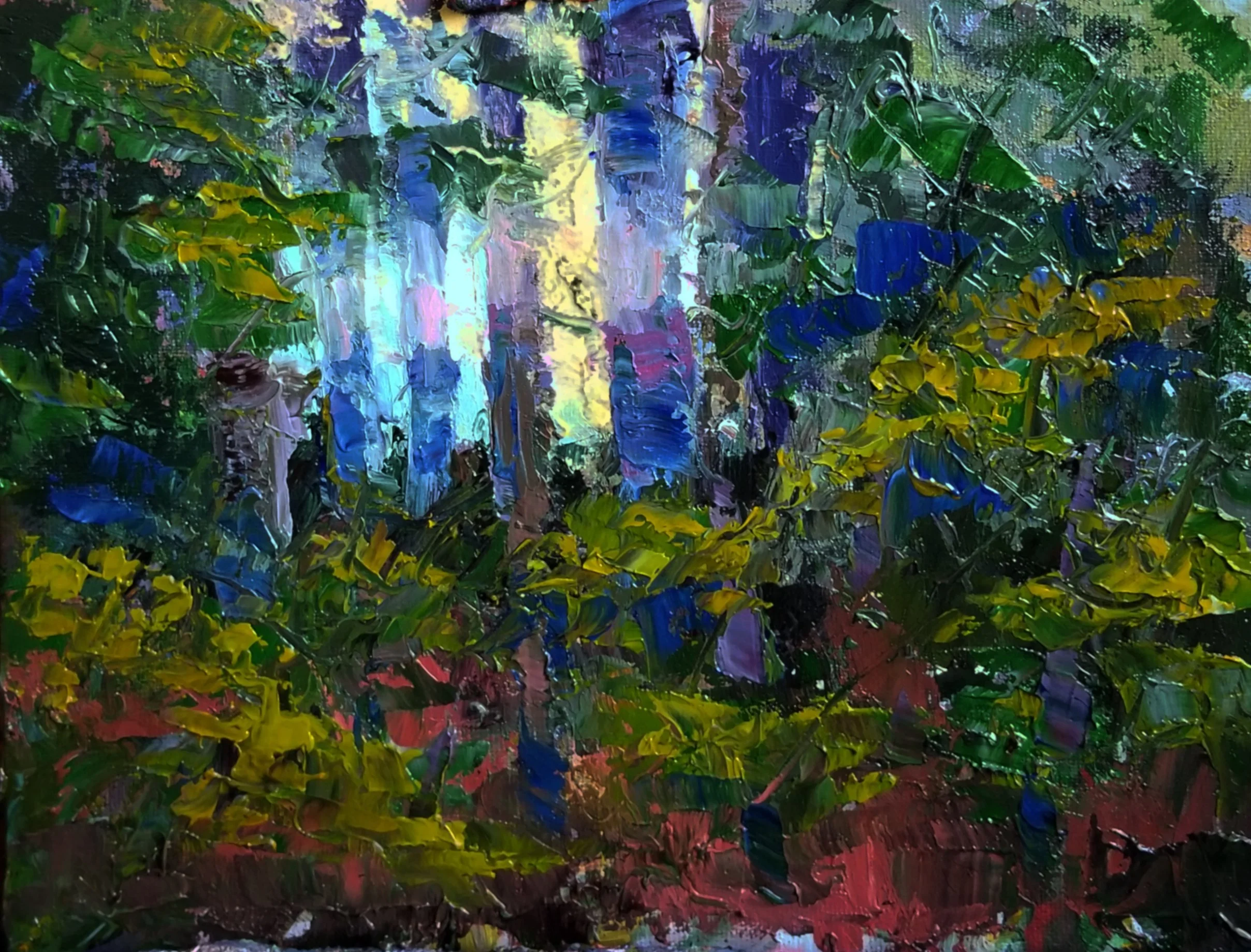 Vivid Impressionist Forest Painting