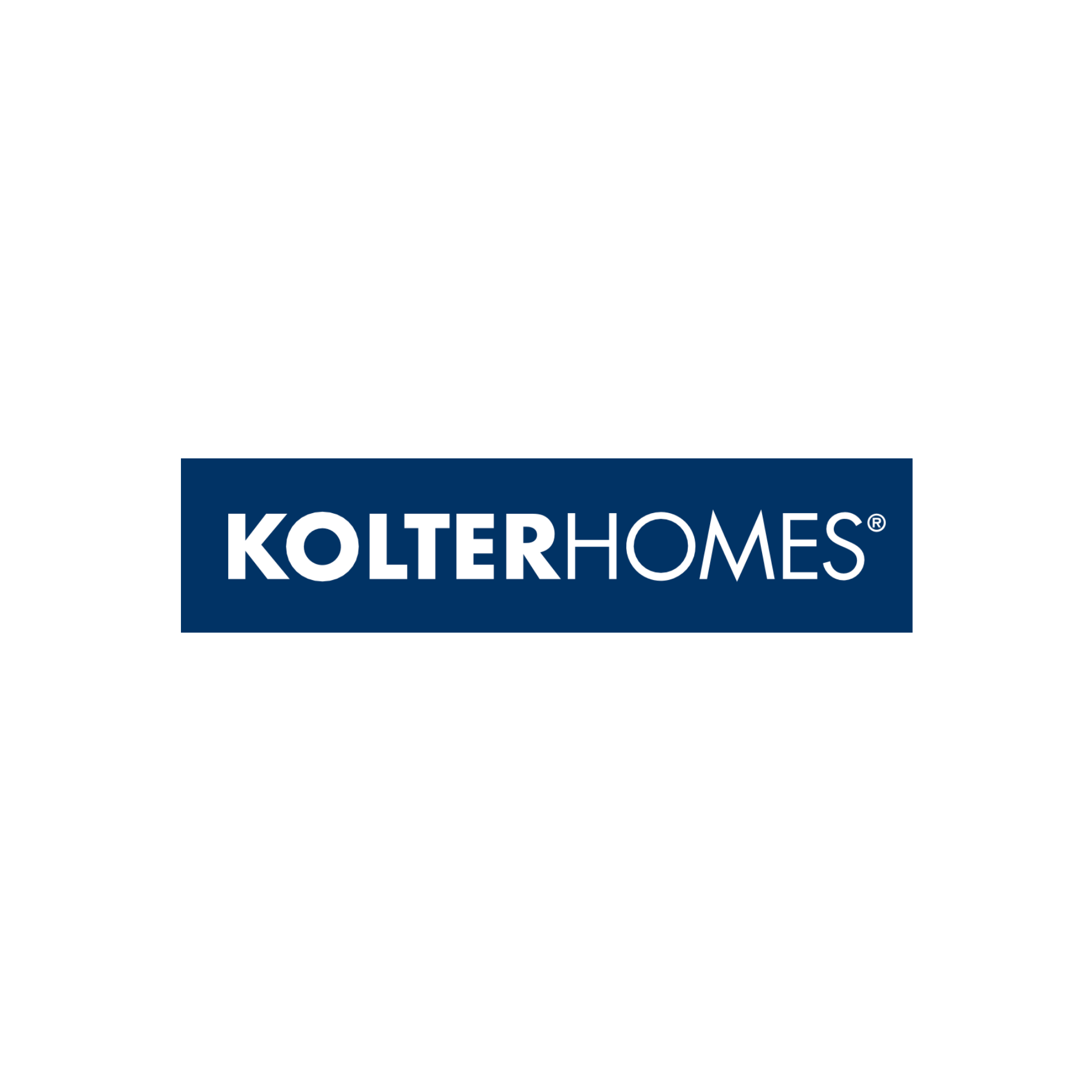 Kolter Homes logo on a white background with a navy blue rectangle behind the text.