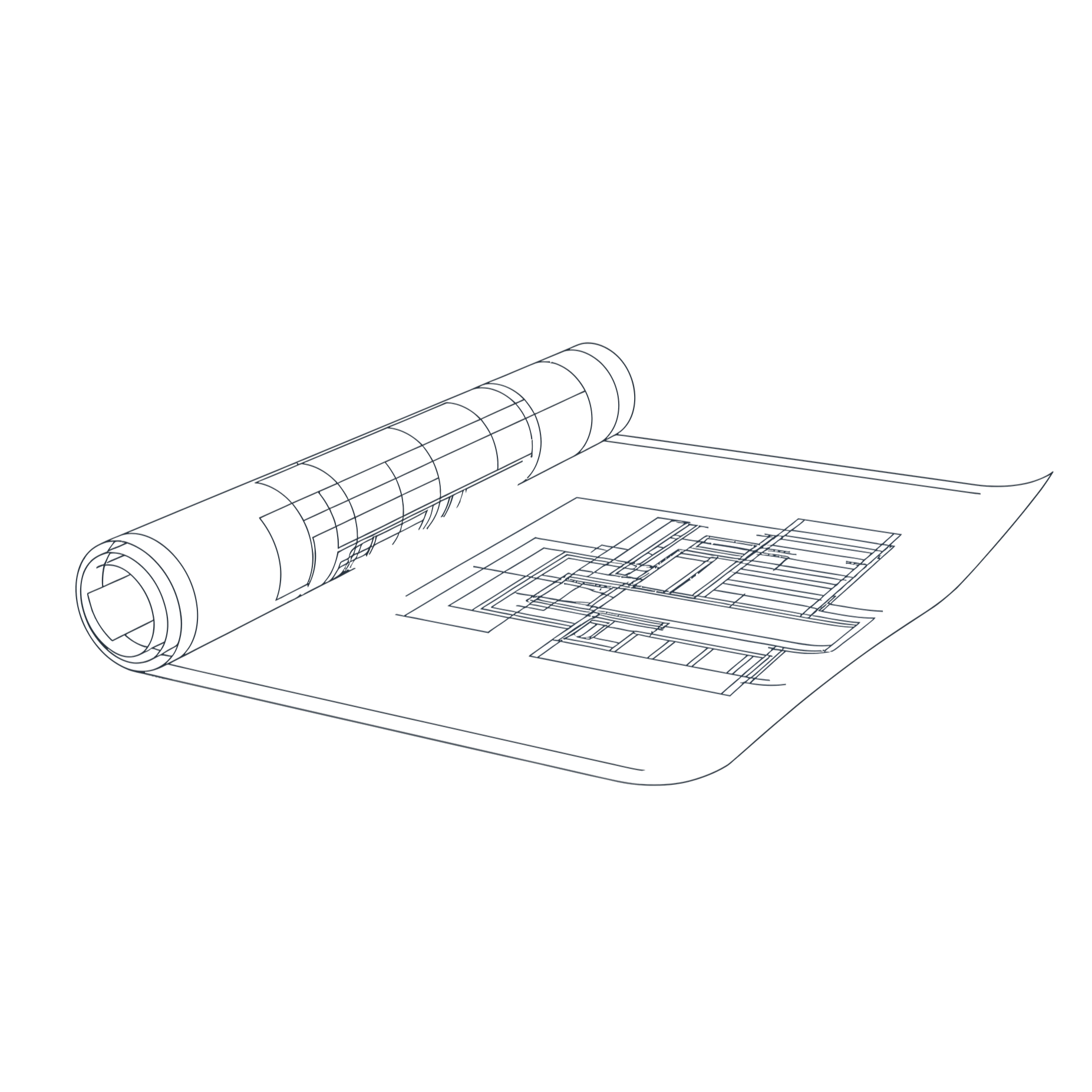 A computer-aided design (CAD) wireframe drawing of a spaceship, showing cylindrical body, fins, and detailed technical plans on a dark background.