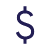 Simple black dollar sign icon on a white background.