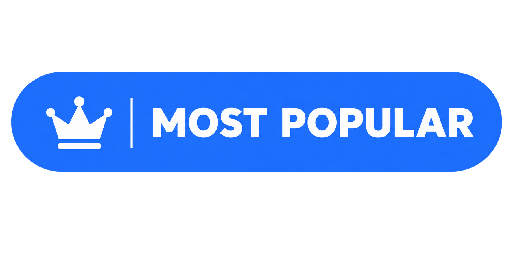 Blue badge with a crown icon and the text "MOST POPULAR" in white.