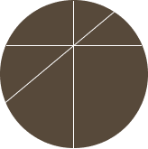 Geometric drawing of an outline square with sections divided by vertical, horizontal, and diagonal lines.