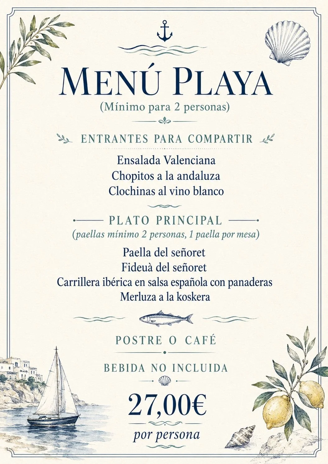 Menu Playa