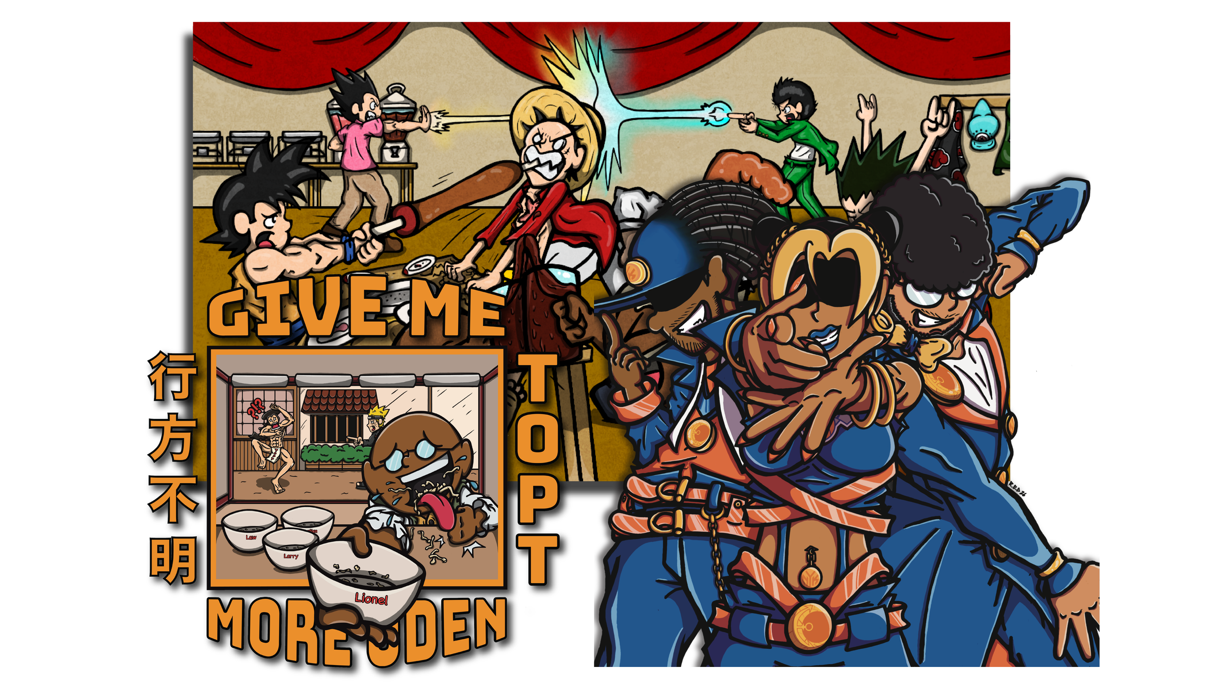BonusPac, TOPT, and Moon Piece illustration Thumbnail for Goggle Head Creative Illustration Page