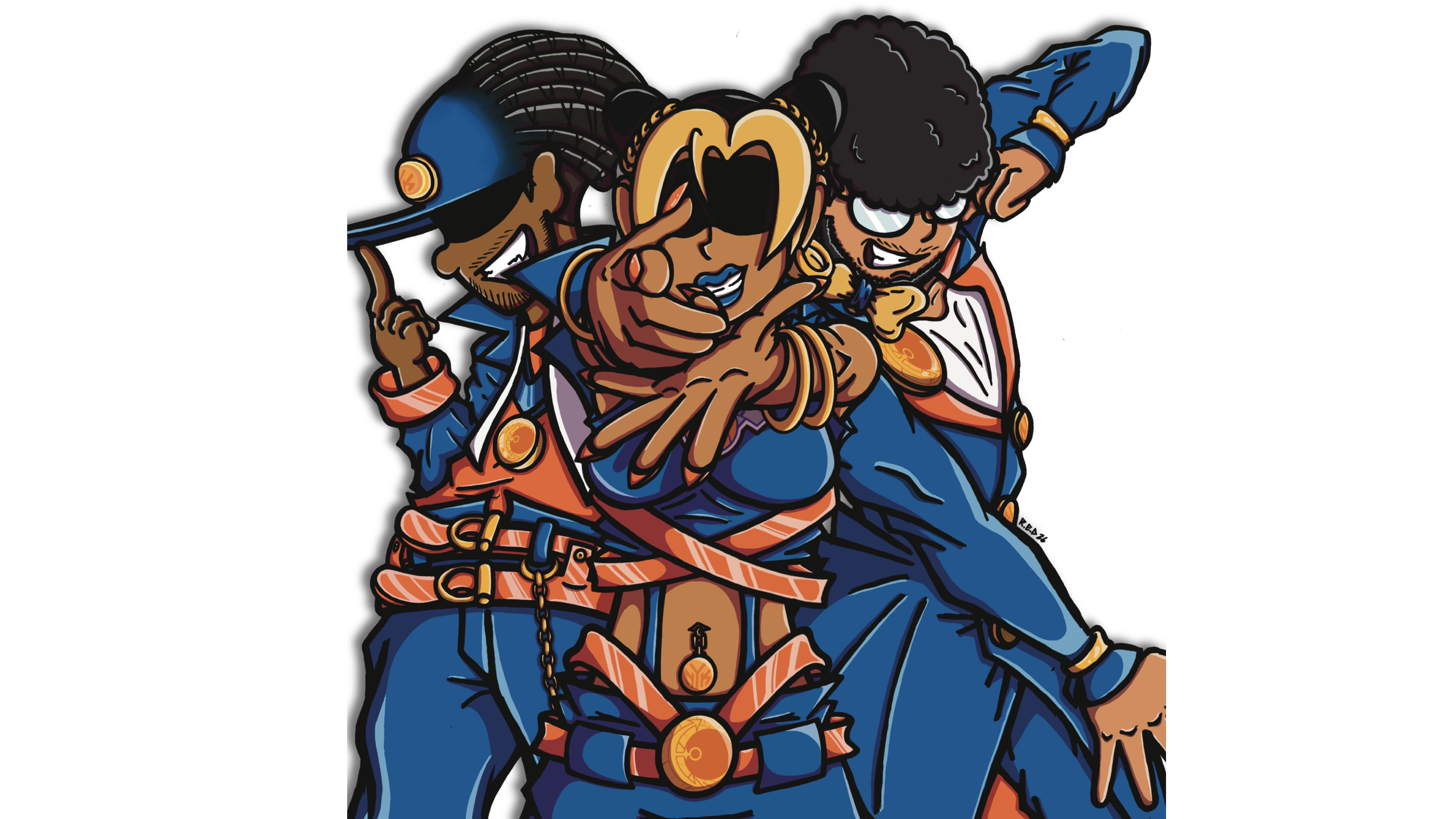 Moon Piece Knicks and Jojo's Bizarre Adventure inspired illustration.