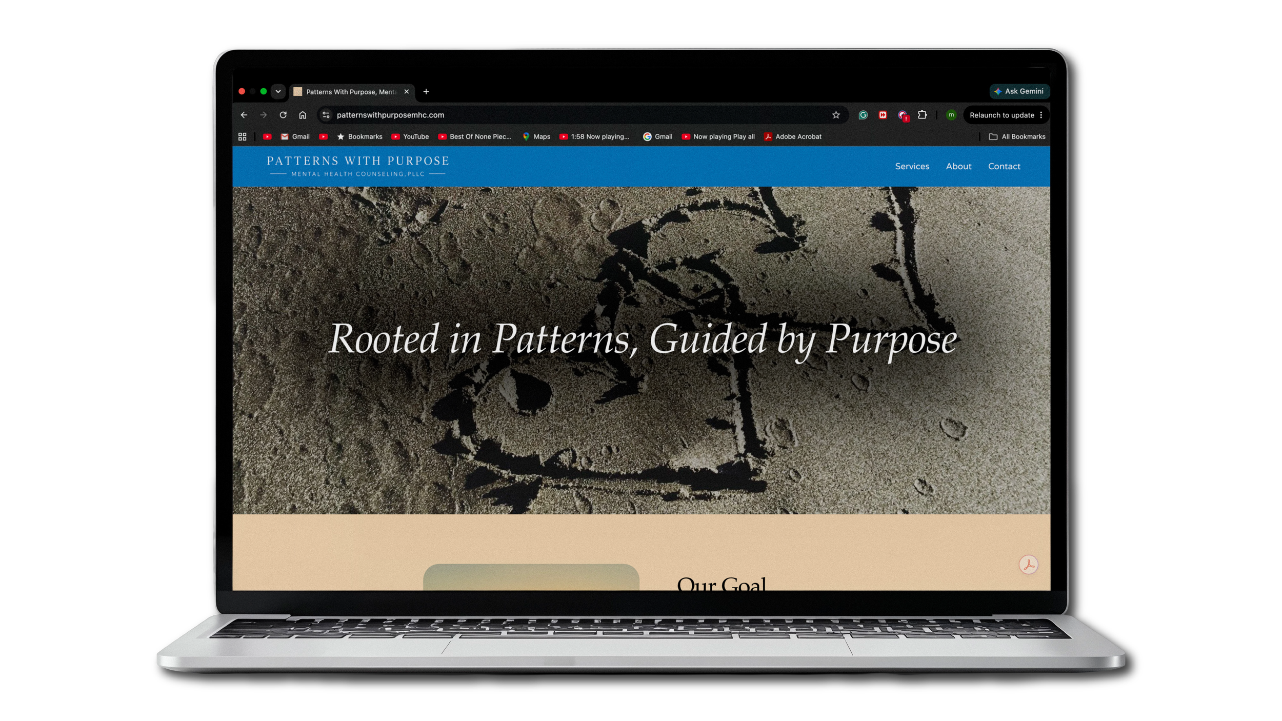 Patterns With Purpose Mental Health Counseling PLLC Website Thumbnail for Goggle Head Creative Web Design Page