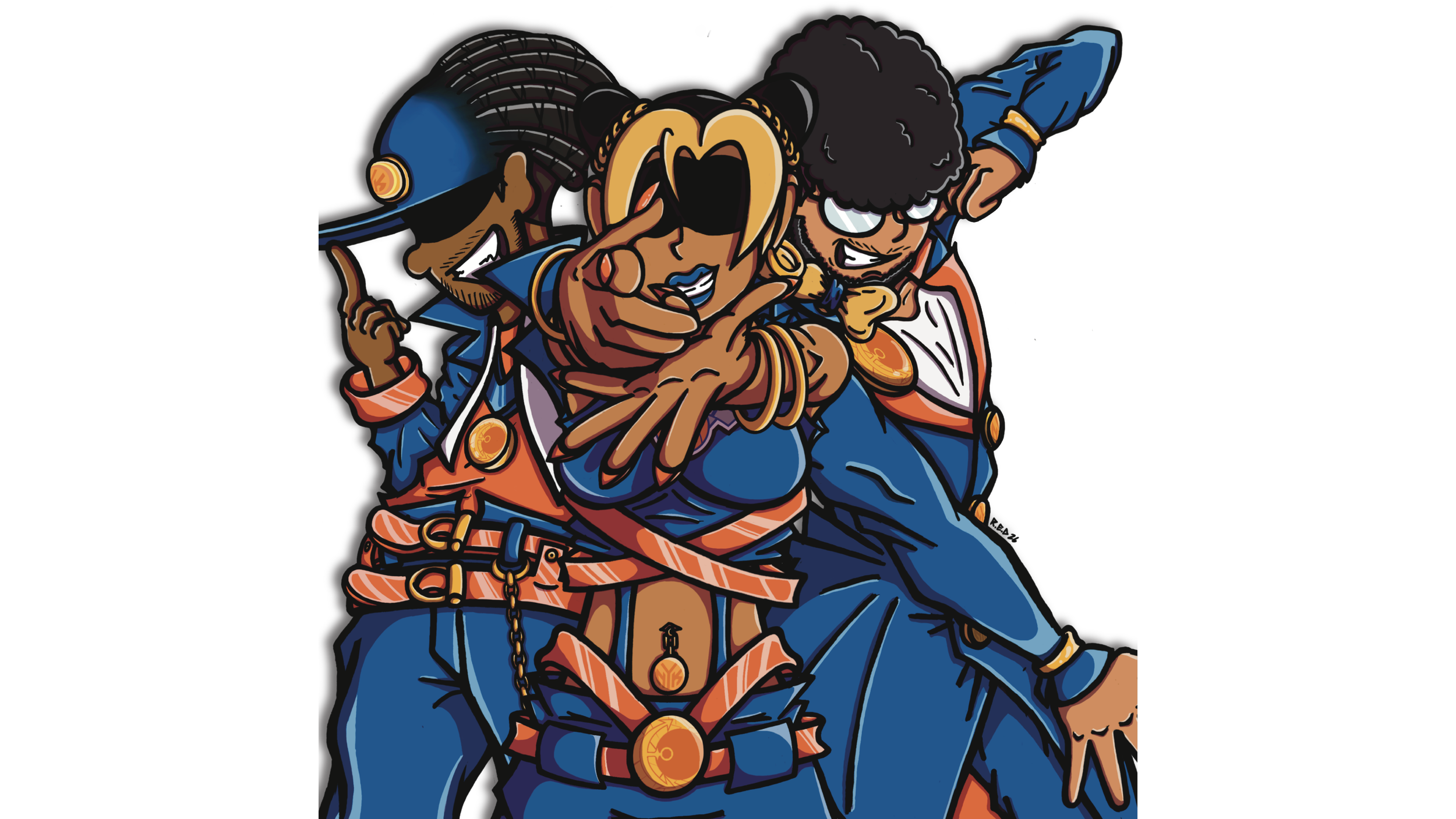 Moon Piece Podcast Knicks and Jojo's Bizarre Adventure inspired illustration.
