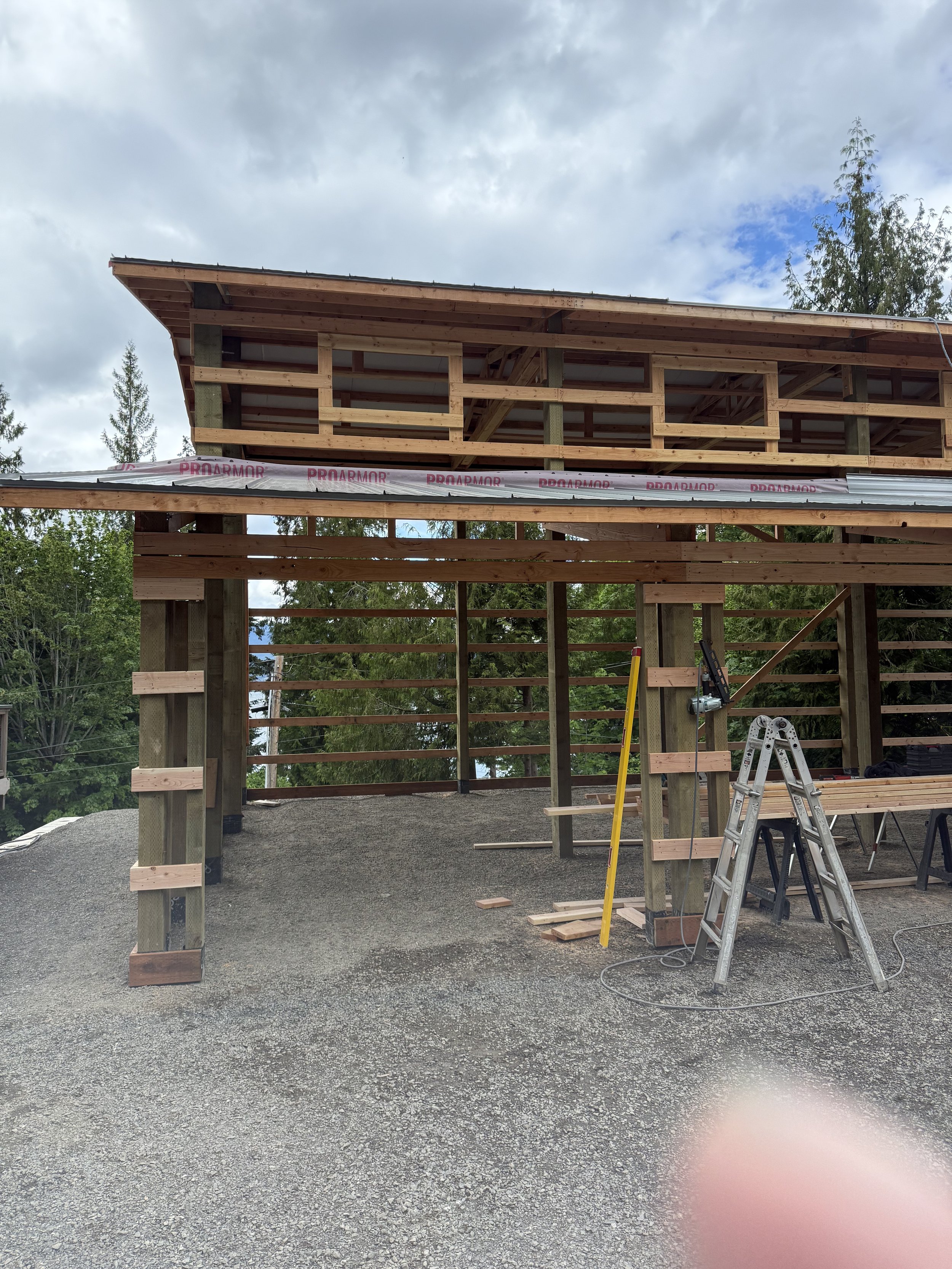 process of a newly constrcutred three car garage built by TJ Parkis Structures in Kitsap County, WA