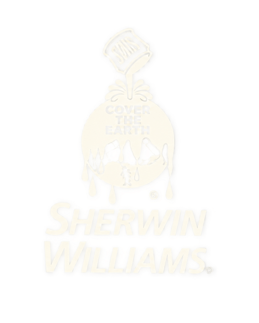 Sherwin Williams logo with a paint can pouring paint and the slogan 'Cover the Earth'