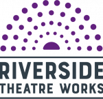 Riverside Theatre Works logo with purple dotted semicircle above with text in black and purple.