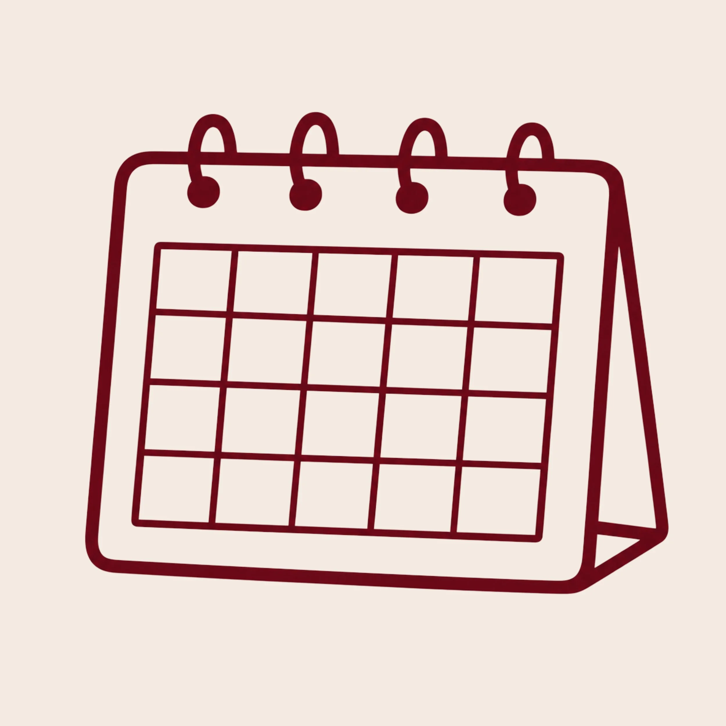 A red wireframe illustration of a shopping basket with a handle, placed on a light beige background.