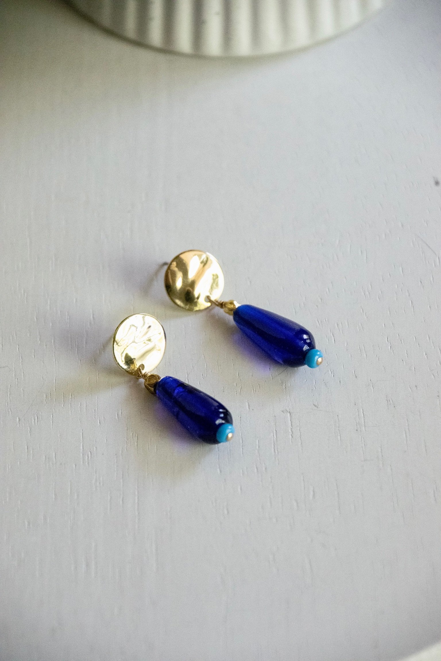 Blue Glass Earrings by MK Design