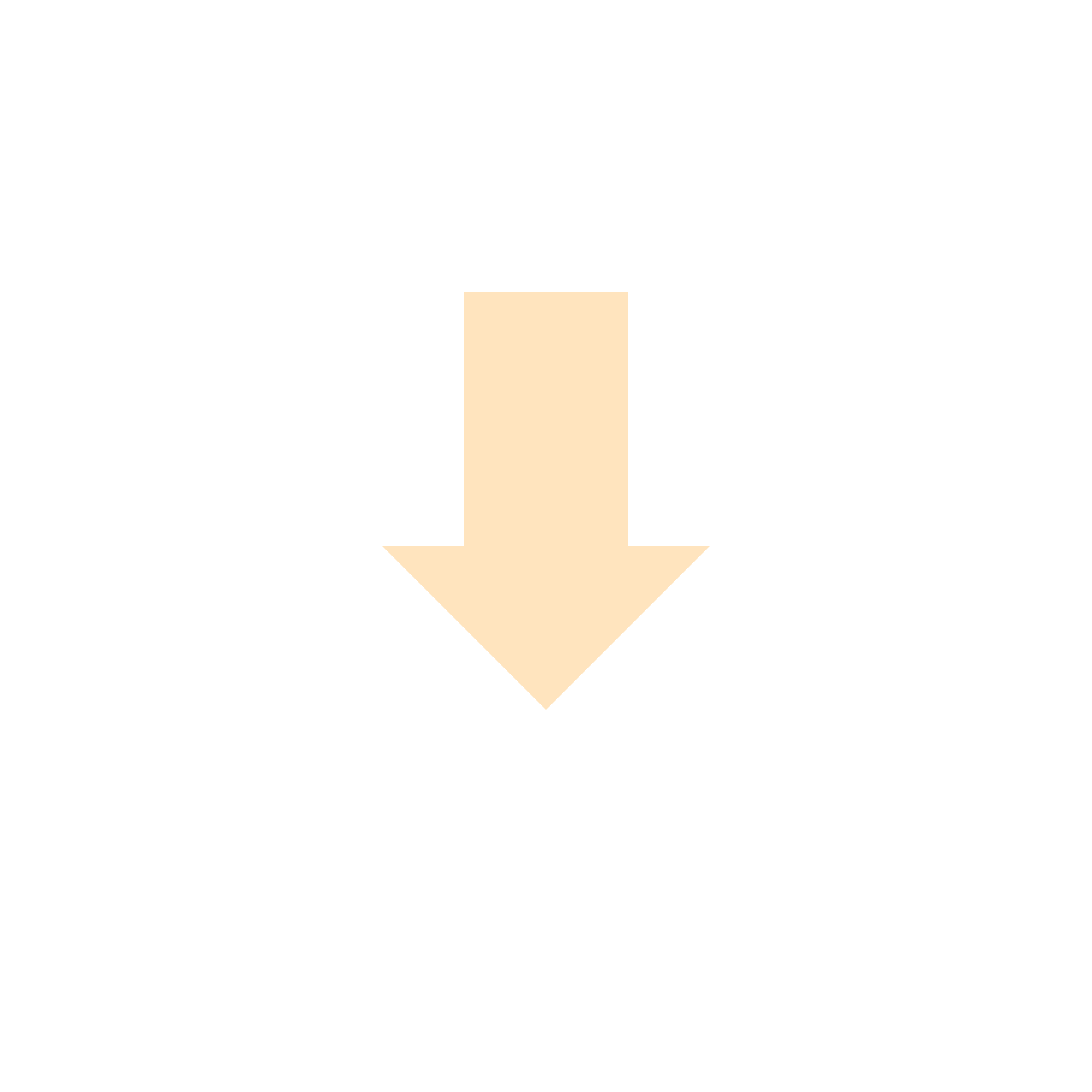 A beige downward arrow icon on a black background.