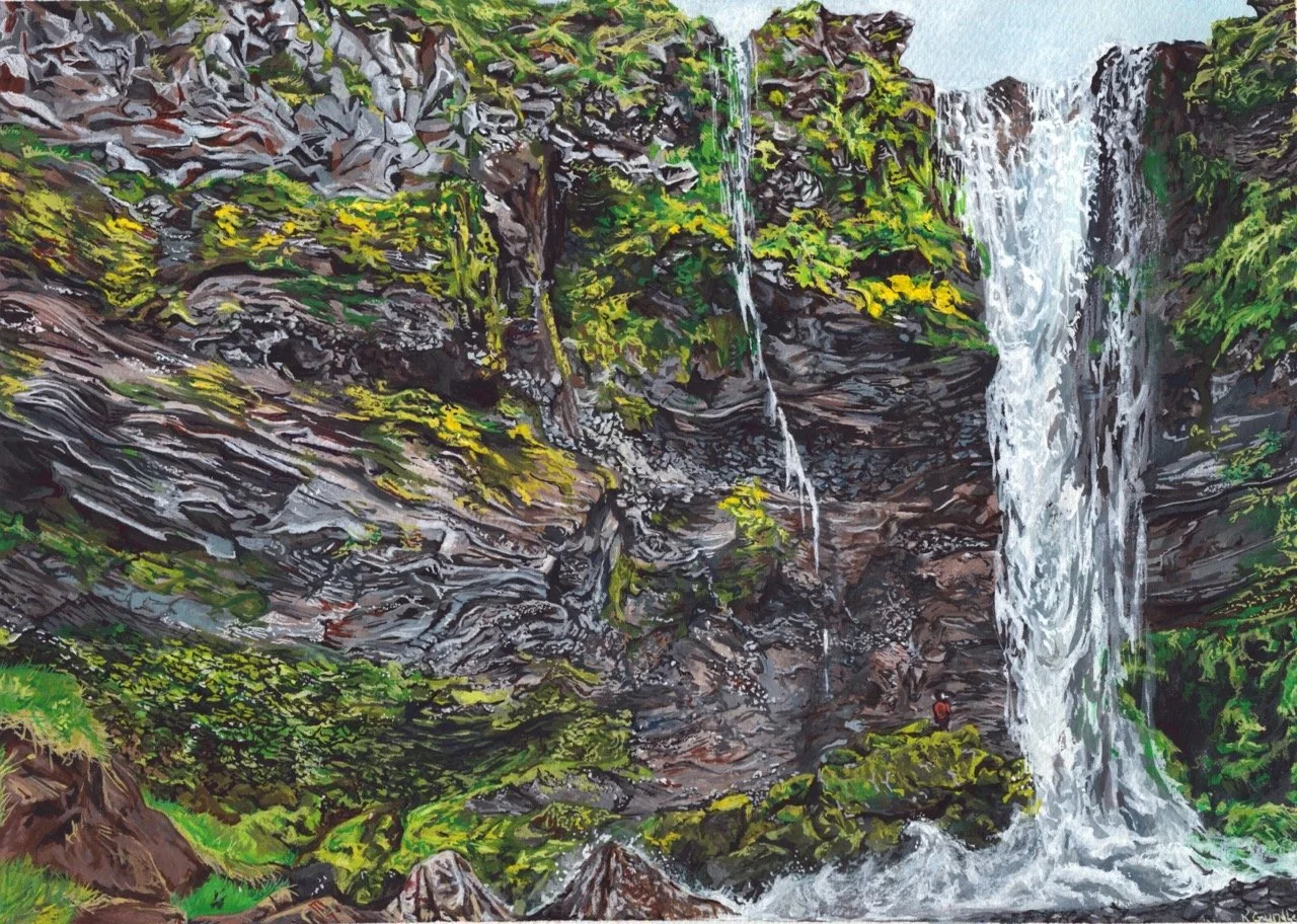 Kvernufoss, Iceland
| Gouache on Watercolour Paper
