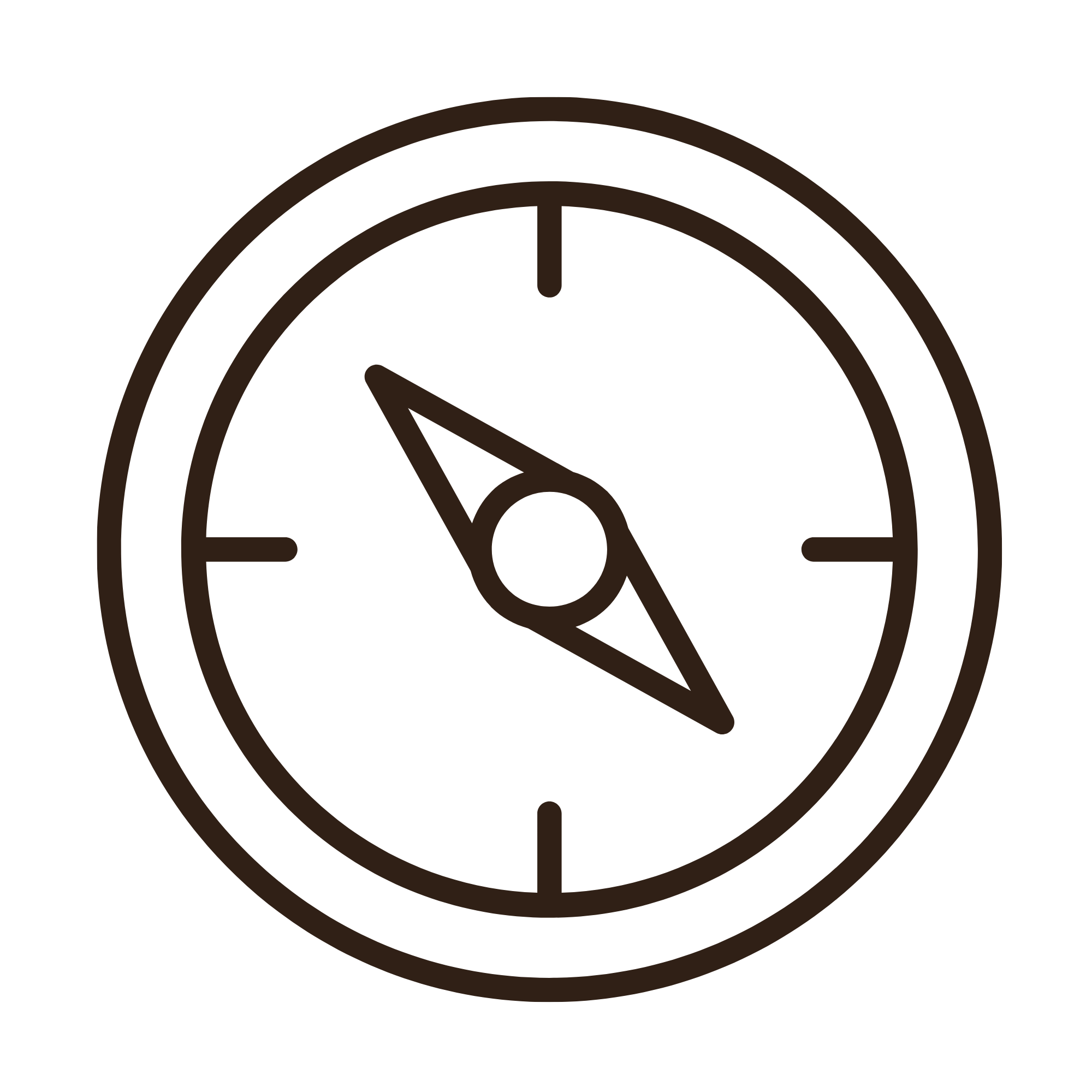 Line drawing of a compass.