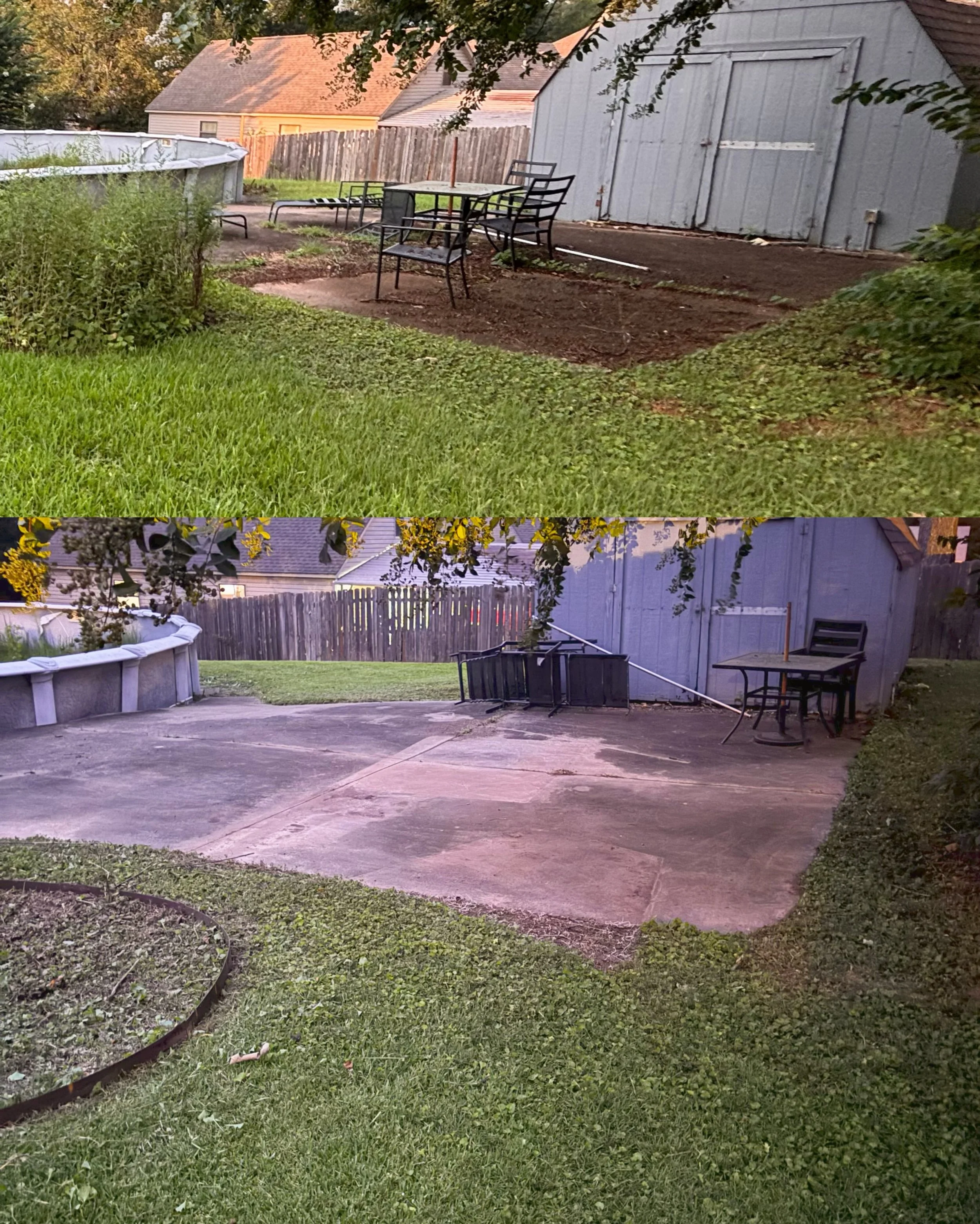 Patio clean up while maintaining a yard. Always best to exceed expectations.