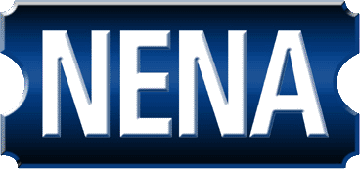 Logo with the word 'NENA' in large white letters on a blue background.